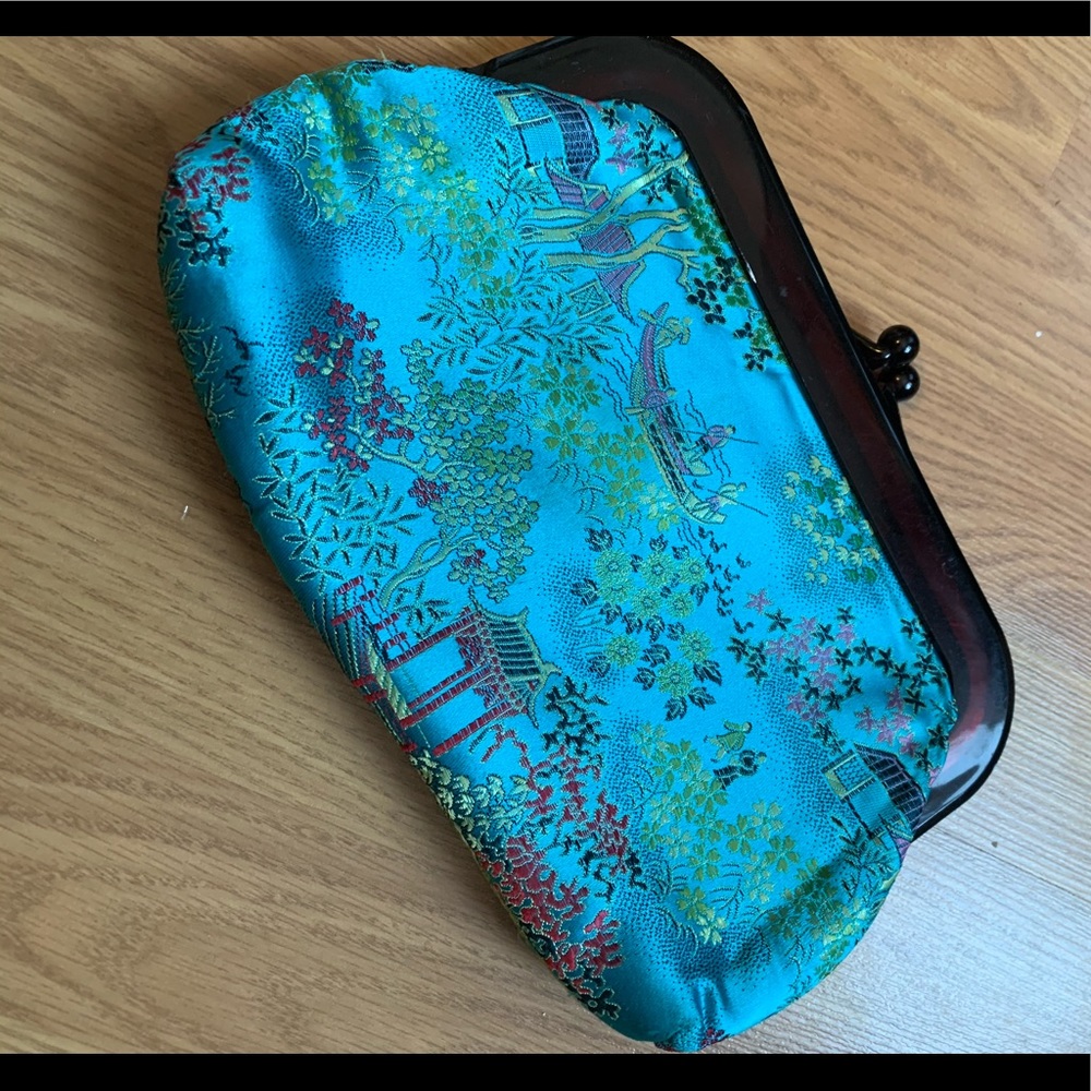 2/$40 Vintage 60’s-70’s Blue Silk Clutch